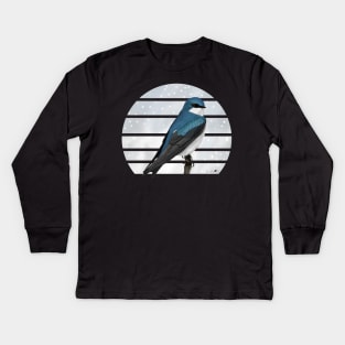 Tree Swallow Bird Illustration Kids Long Sleeve T-Shirt